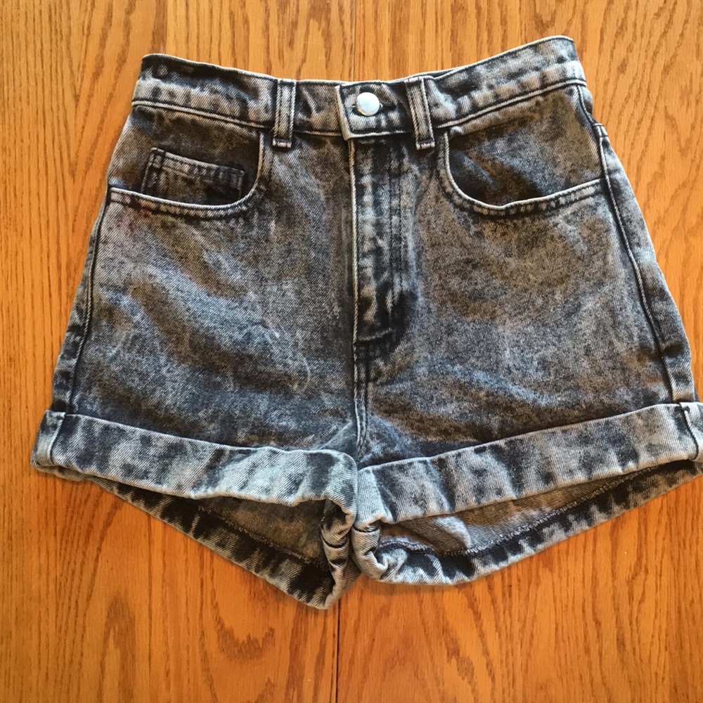 American apparel high rise acid wash shorts